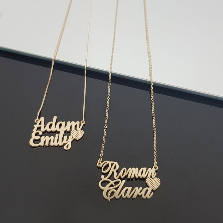 Personalized Double Name Necklace 22K Gold Plated Sterling Silver