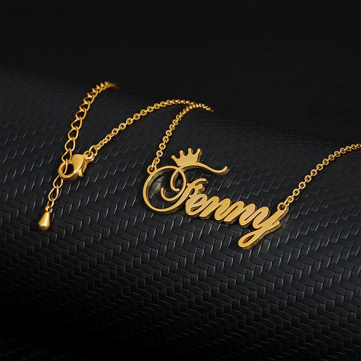 Personalized Single Name Necklace 22K Gold Plated Sterling Silver
