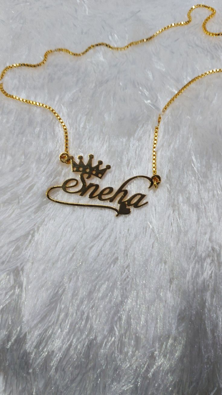 Personalized Single Name Necklace 22K Gold Plated Sterling Silver