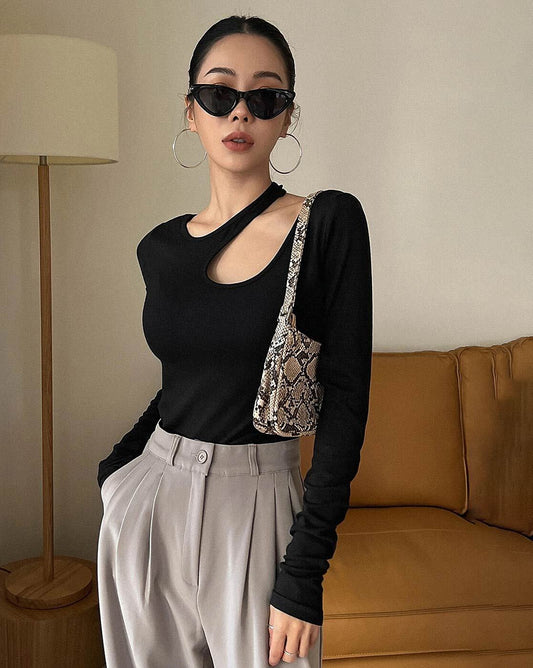 Women Black Slim Fit Top
