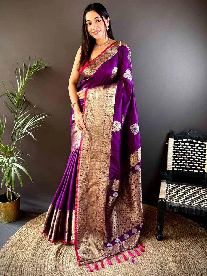 Wine Kanjivaaram Soft Silk Kanchi Zari Weaving Saree