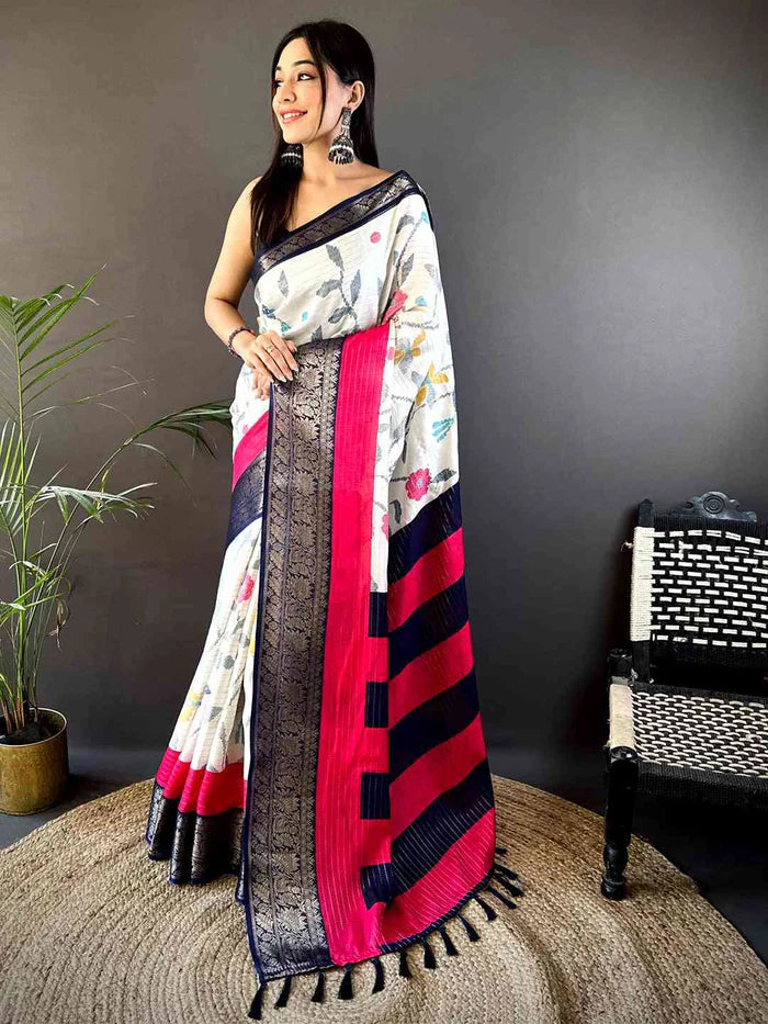 Elegant Birdsong Dola Silk Saree