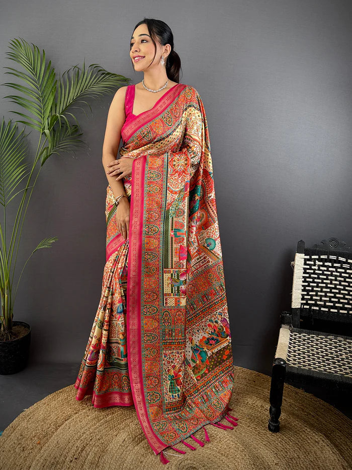Soft Silk Pashmina Kashmiri Print Saree