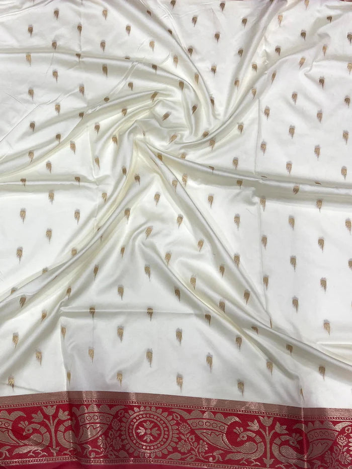 White Soft Silk Yevla Pathani Saree