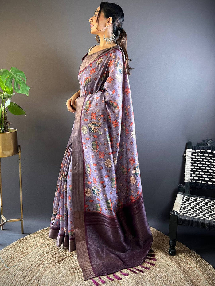 Kalamkari Tussar Silk Saree