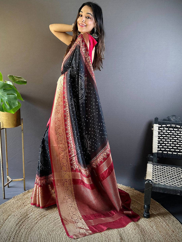 Graceful Bandhej Silk Saree