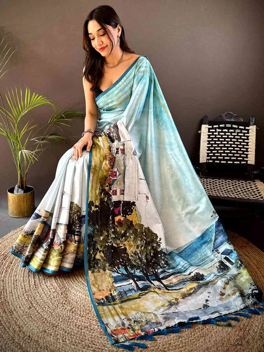Japanese Freehand Digital Print Saree