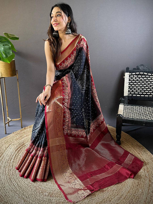 Graceful Bandhej Silk Saree