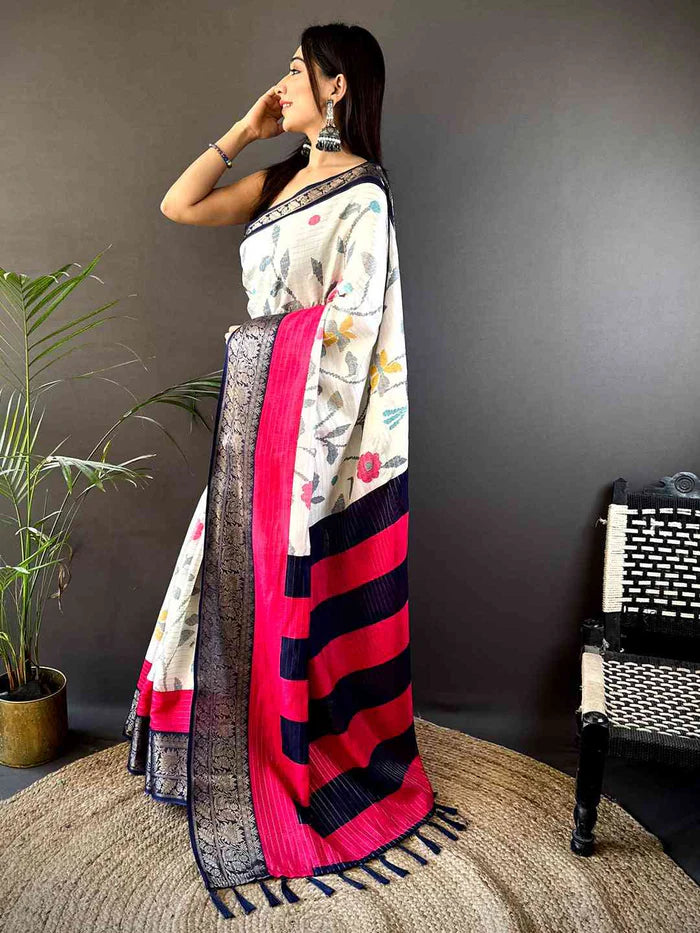 Elegant Birdsong Dola Silk Saree