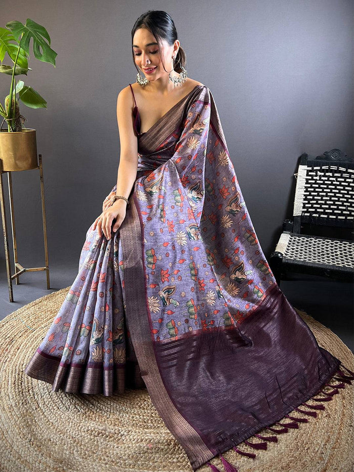 Kalamkari Tussar Silk Saree
