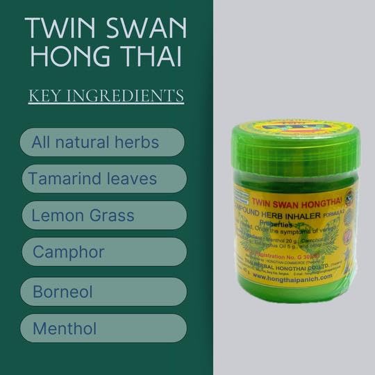 TWIN SWAN HONGTHAI™ Thai Herb Inhaler Traditional Thailand Herbal Inhalant