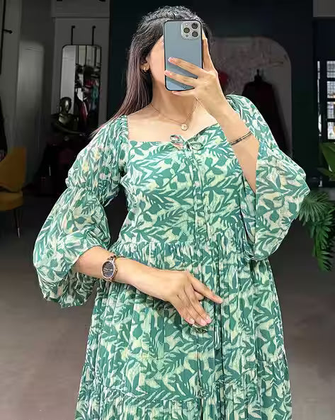 Women Leaf Print Fit & Flare Dress