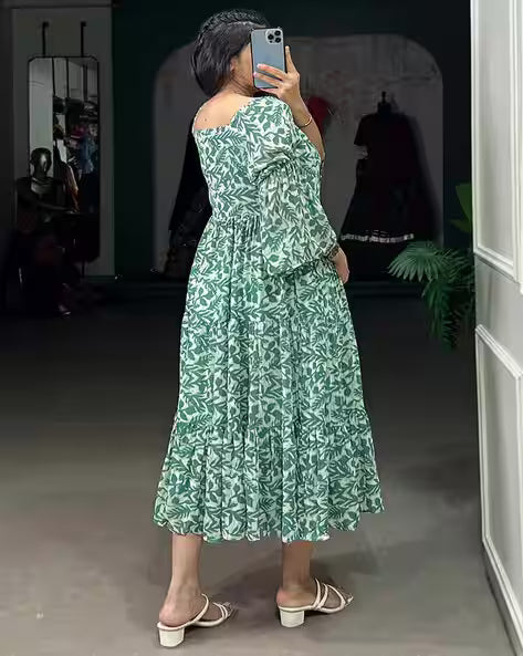 Women Leaf Print Fit & Flare Dress