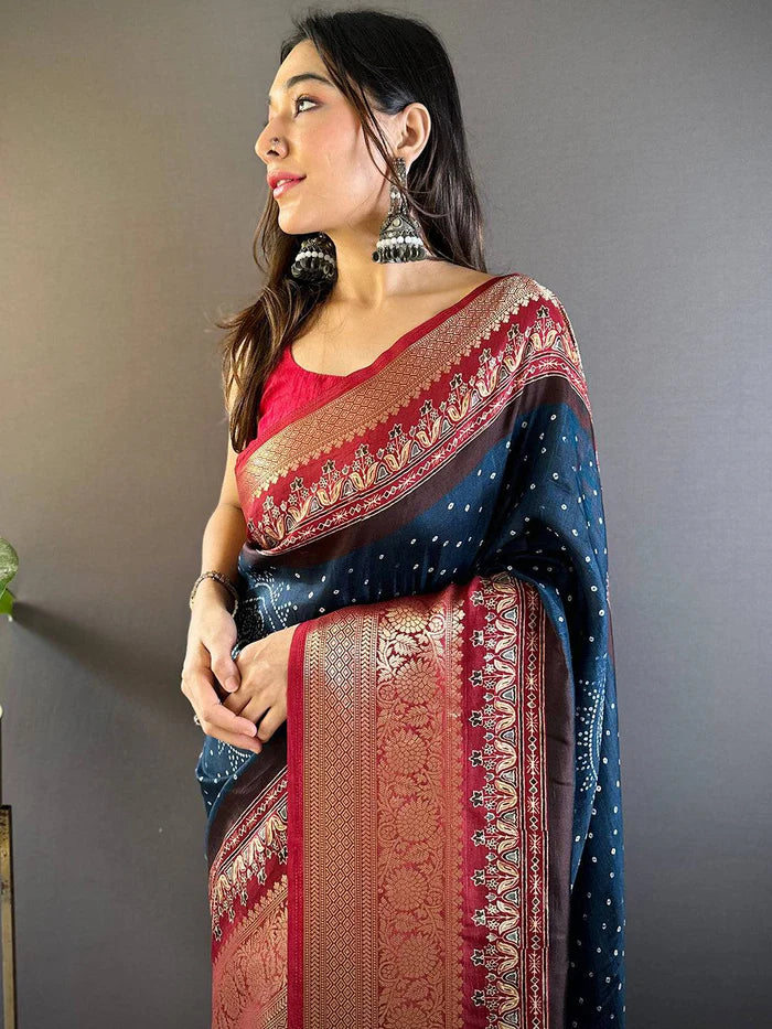 Graceful Bandhej Silk Saree