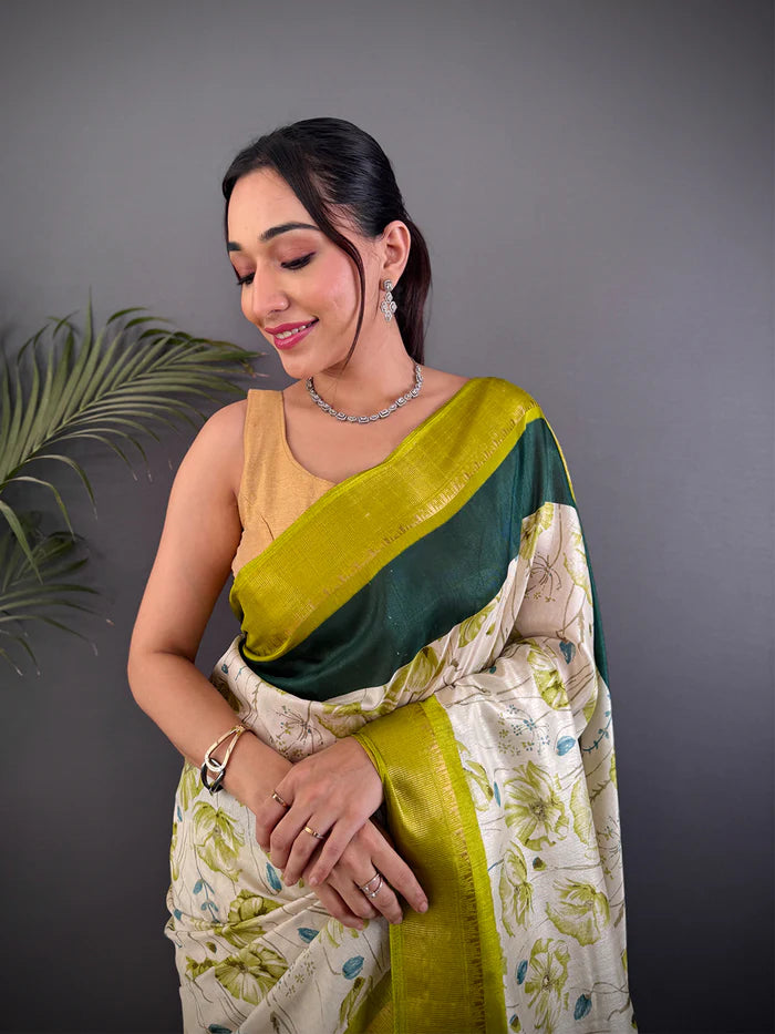 Elegant Birdsong Dola Silk Saree