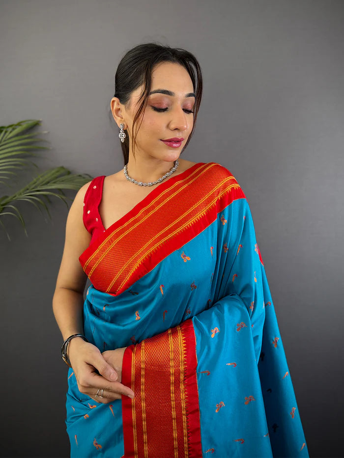 Navy Soft Silk Paithani Saree