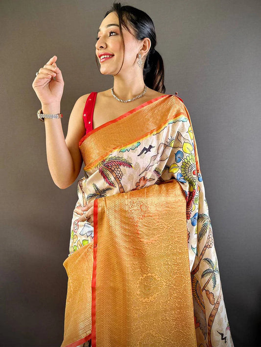 Kanchi Kalamkari Elegance Saree