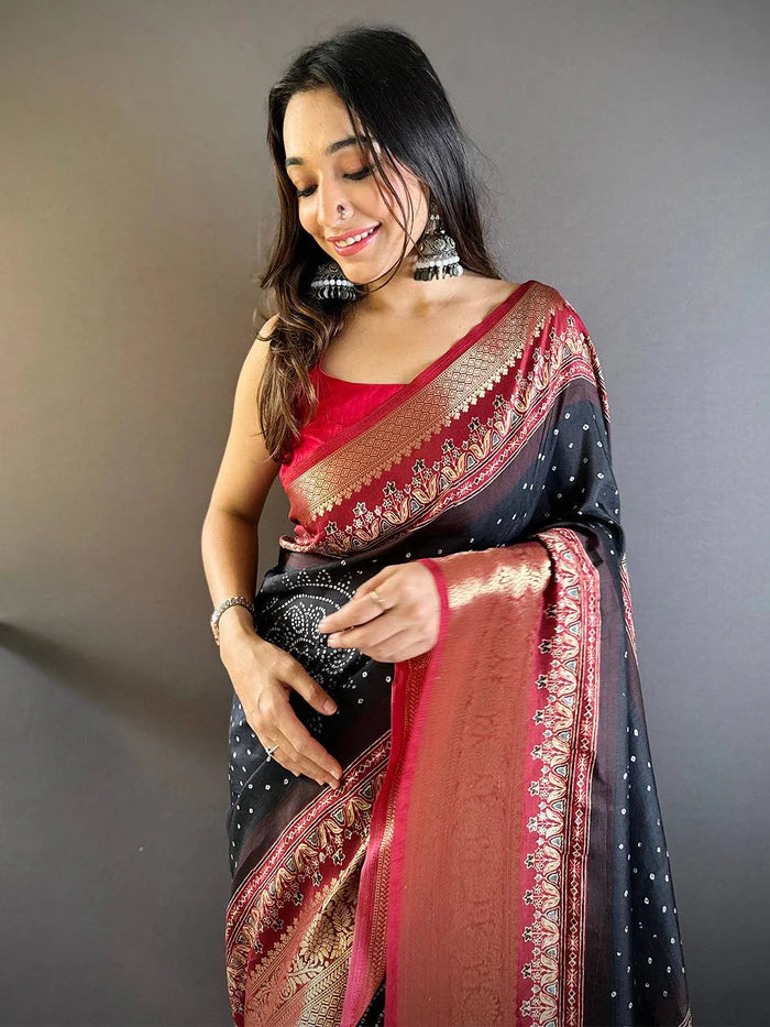 Graceful Bandhej Silk Saree