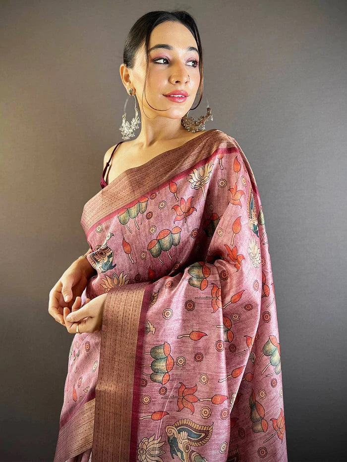 Kalamkari Tussar Silk Saree