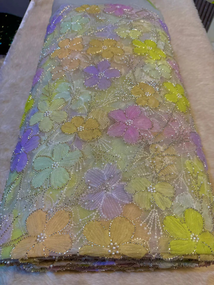 Fiza Applique Handwork Net Embroidery 54 inch width