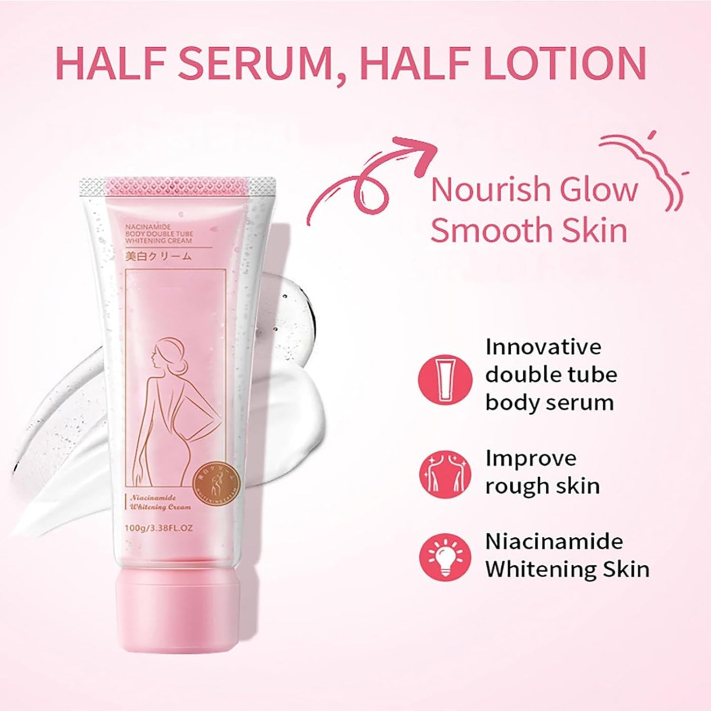 ENLIWISH Body Double Tube Brightening Cream Natural Moisturizing Body Lotion for All Skin 100 grams