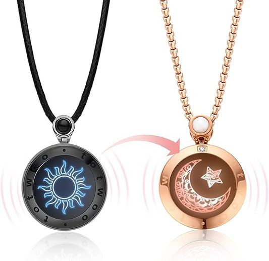 Long Distance Touch Necklace| Vibration & Light Up Smart Necklace for Long Distance Relationship Gifts