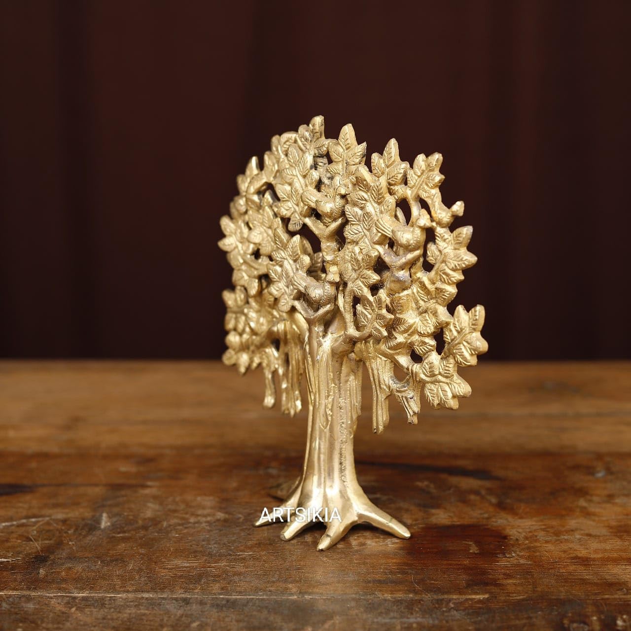 ARTSIKIA Brass Kalpvriksha Tree of Life for Table & Wall Hanging Tree Home Decoration Item Decorative Brass Tree Weight 1.330 kg 8.5×8×2.5 inches