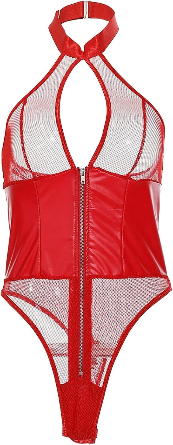 Women Sexy Lingerie Hollow Out Neck Bow Tie Fun Suspender Neck Panel