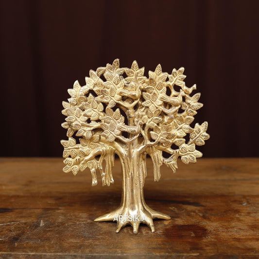 ARTSIKIA Brass Kalpvriksha Tree of Life for Table & Wall Hanging Tree Home Decoration Item Decorative Brass Tree Weight 1.330 kg 8.5×8×2.5 inches