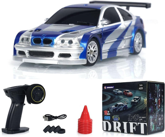 Remote Control Mini Drift Car Race Car Toy Radio Lights Traffic Safety Cone Without A Gyro Blue
