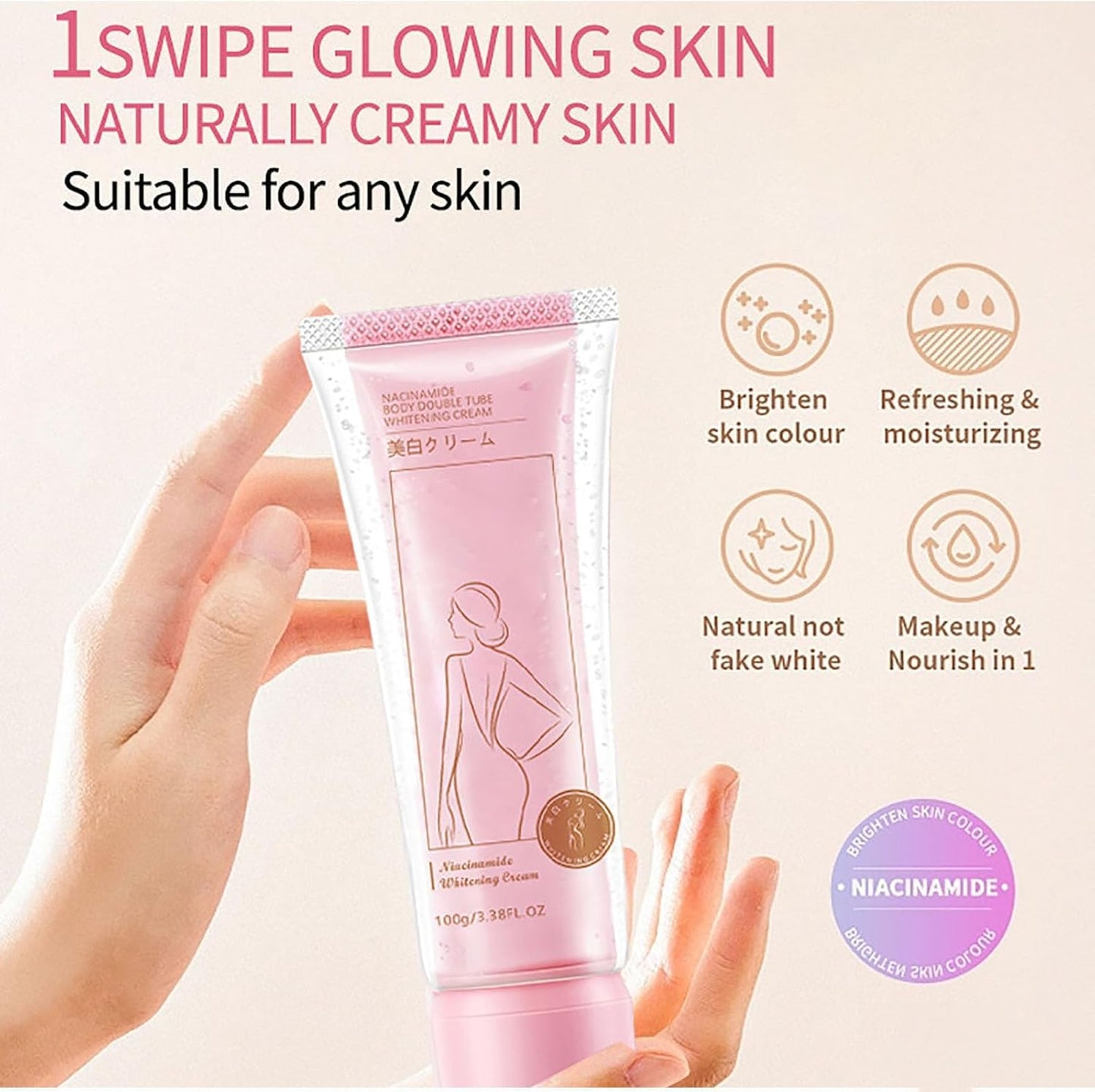 ENLIWISH Body Double Tube Brightening Cream Natural Moisturizing Body Lotion for All Skin 100 grams