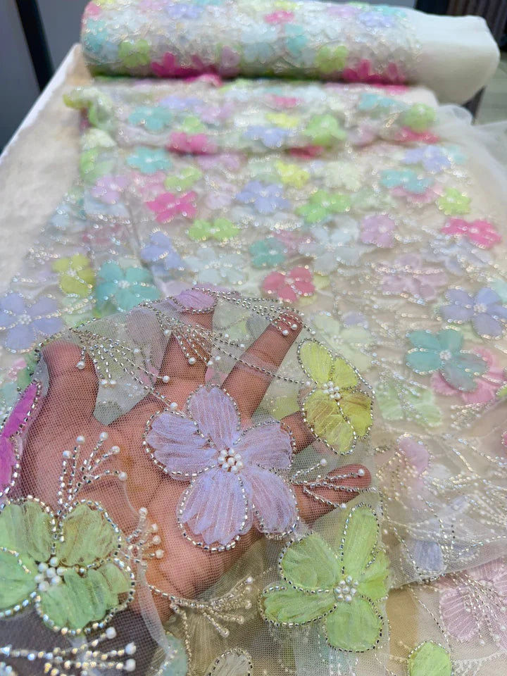 Fiza Applique Handwork Net Embroidery 54 inch width