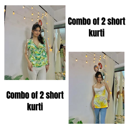 Combo of 2 Emerald Bloom Mini Kurtis