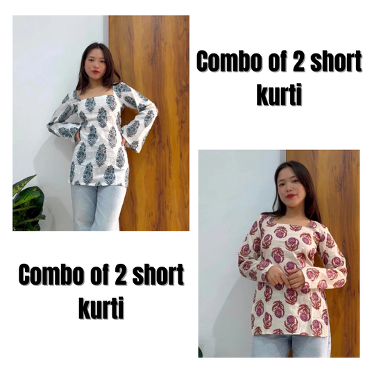 Combo of 2 SQUARE NECK SHORT KURTI