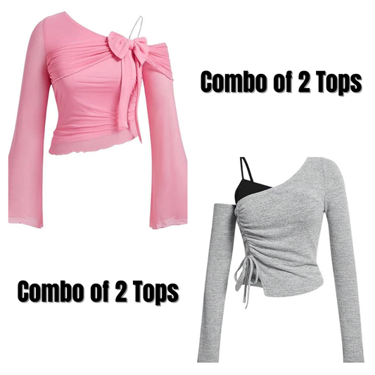 Combo Of 2 Soft Glam One-Shoulder Top & Tunic