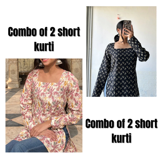 COMBO OF 2 SQUARE NECK SHORT KURTI