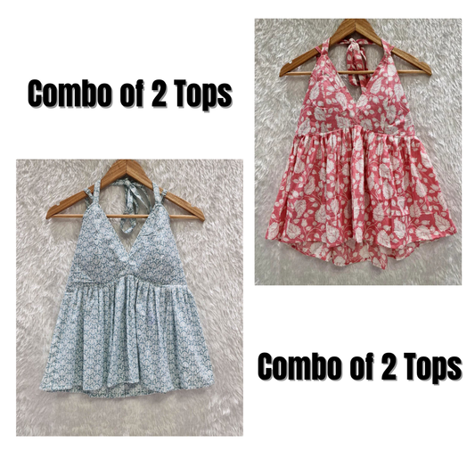 Combo of 2 Halter Neck Removable Padded Top