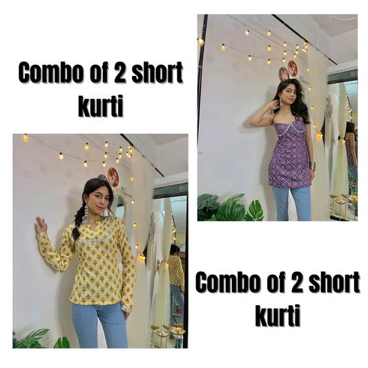 Combo of 2 Trendy Prints Mini Kurti