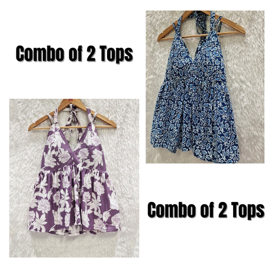 Combo of 2 Halter Neck Cotton Removable Padded Top