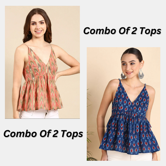 Combo of 2 Ethnic Motifs Print Peplum Top