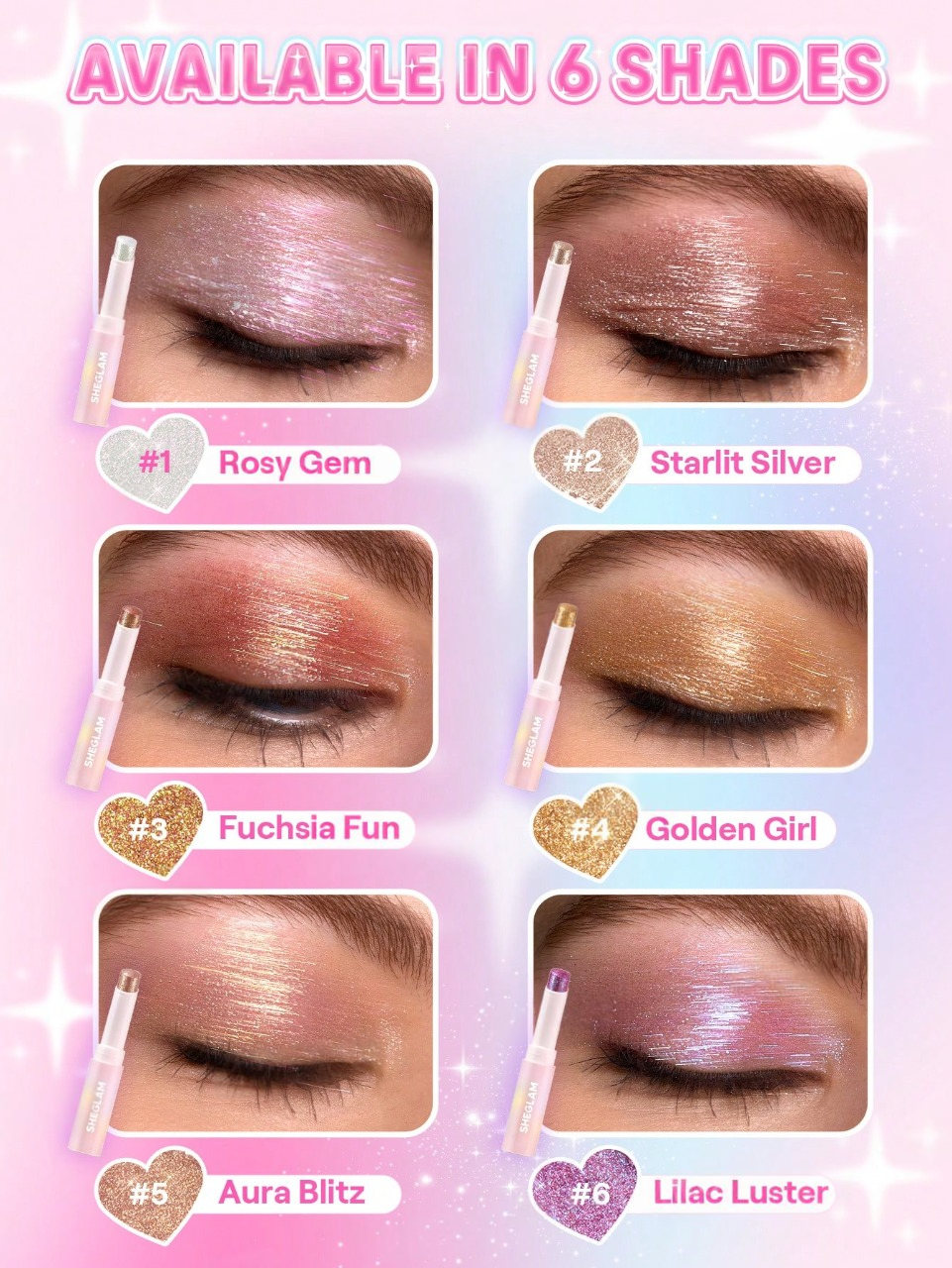 Combo of 4 Crystal Jelly Glaze Stick-Fuchsia Fun