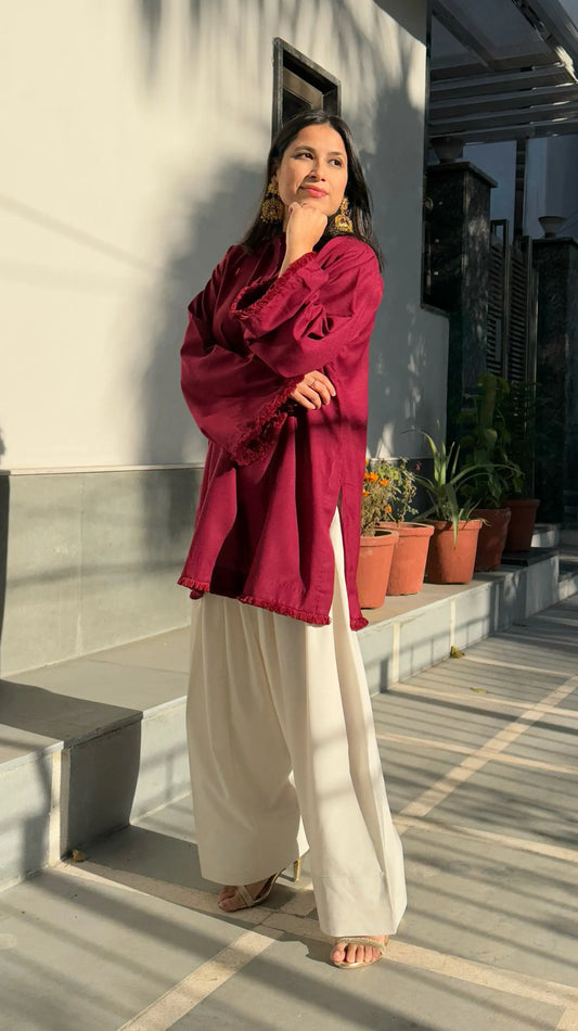 Dhaaga Set Winter Spun Dark Maroon