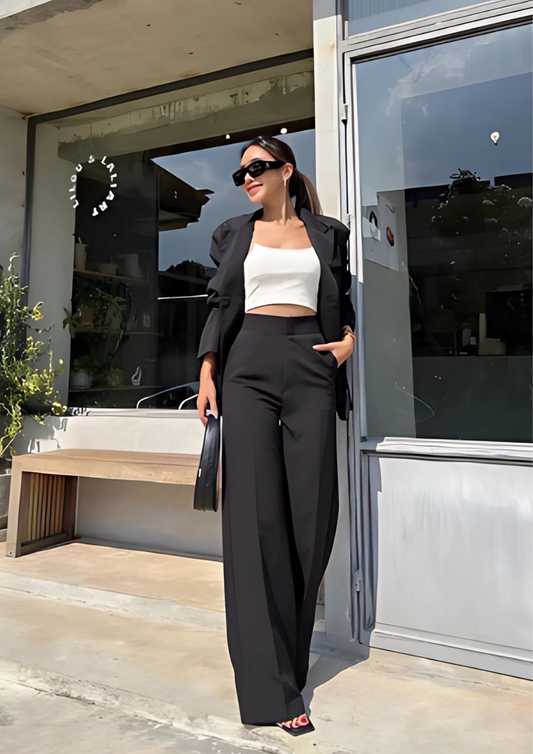 Sleekline Black Straight-Leg Trousers