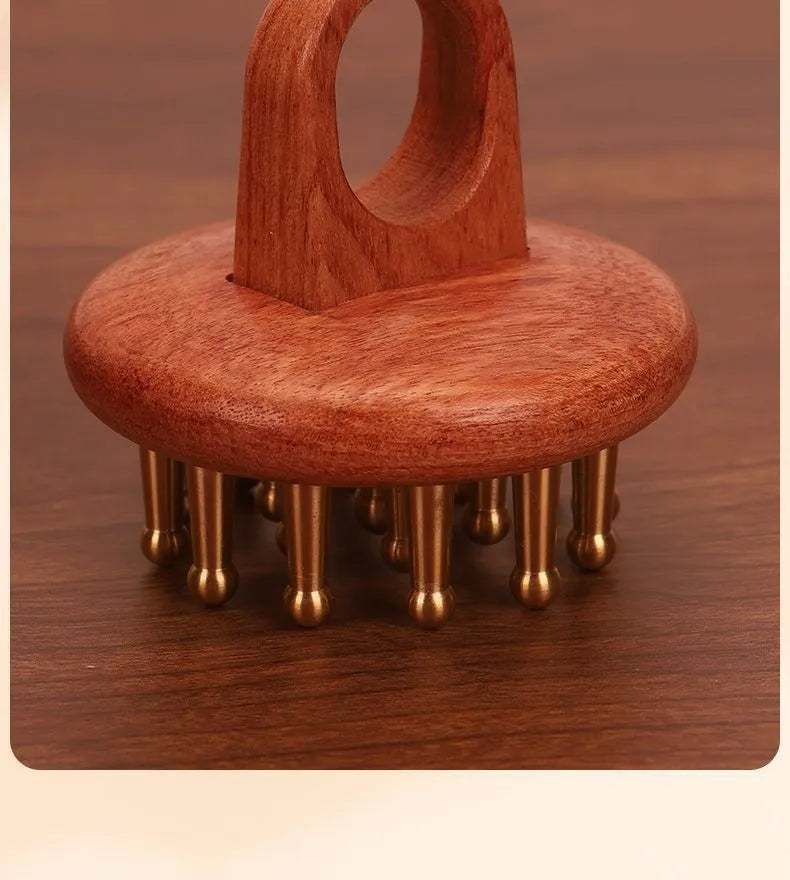 Custom Wholesale Best Copper Wood Scalp Comb Head Massage Wooden Hair Comb for Women Guasha Comb