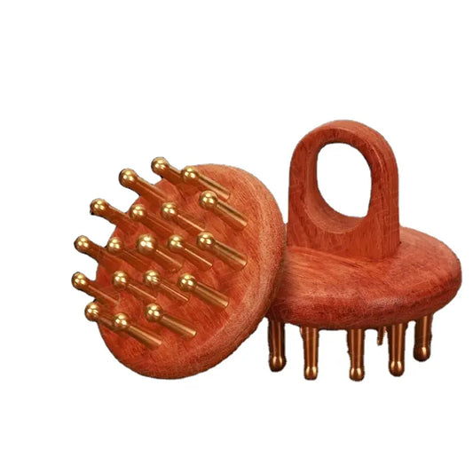 Custom Wholesale Best Copper Wood Scalp Comb Head Massage Wooden Hair Comb for Women Guasha Comb