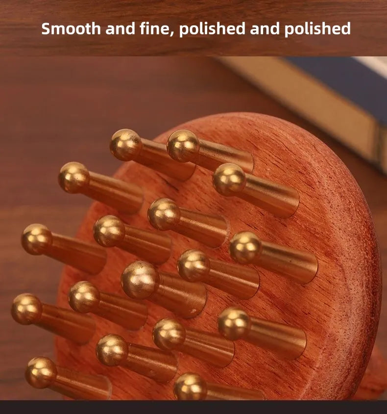 Custom Wholesale Best Copper Wood Scalp Comb Head Massage Wooden Hair Comb for Women Guasha Comb