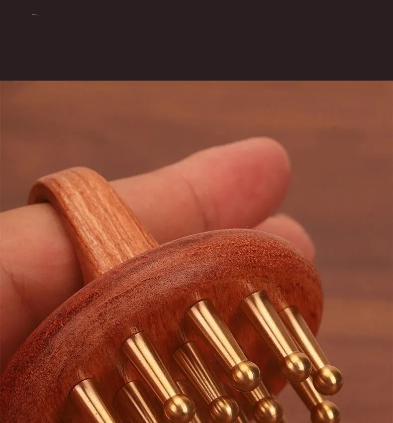 Custom Wholesale Best Copper Wood Scalp Comb Head Massage Wooden Hair Comb for Women Guasha Comb