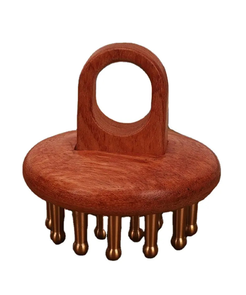 Custom Wholesale Best Copper Wood Scalp Comb Head Massage Wooden Hair Comb for Women Guasha Comb