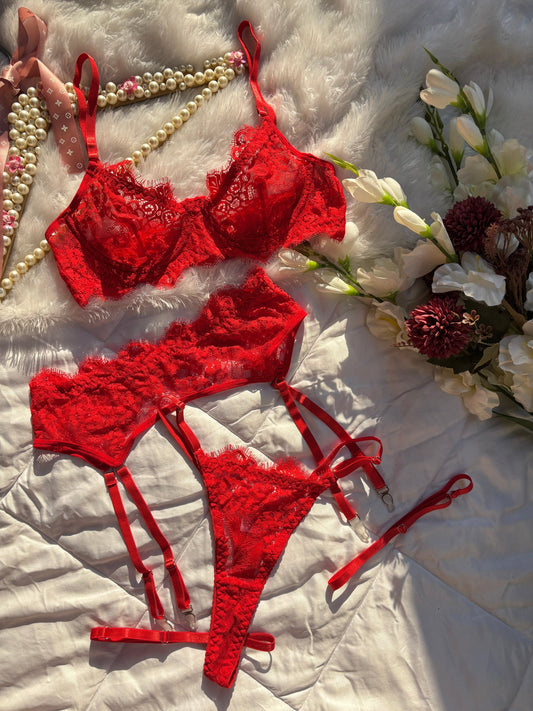 Cherry cake Red Lace Set