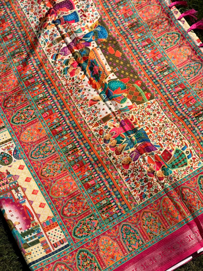 Soft Silk Pashmina Kashmiri Print Saree